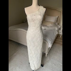 Cassandra Stone Beaded One Shoulder Gown Dress